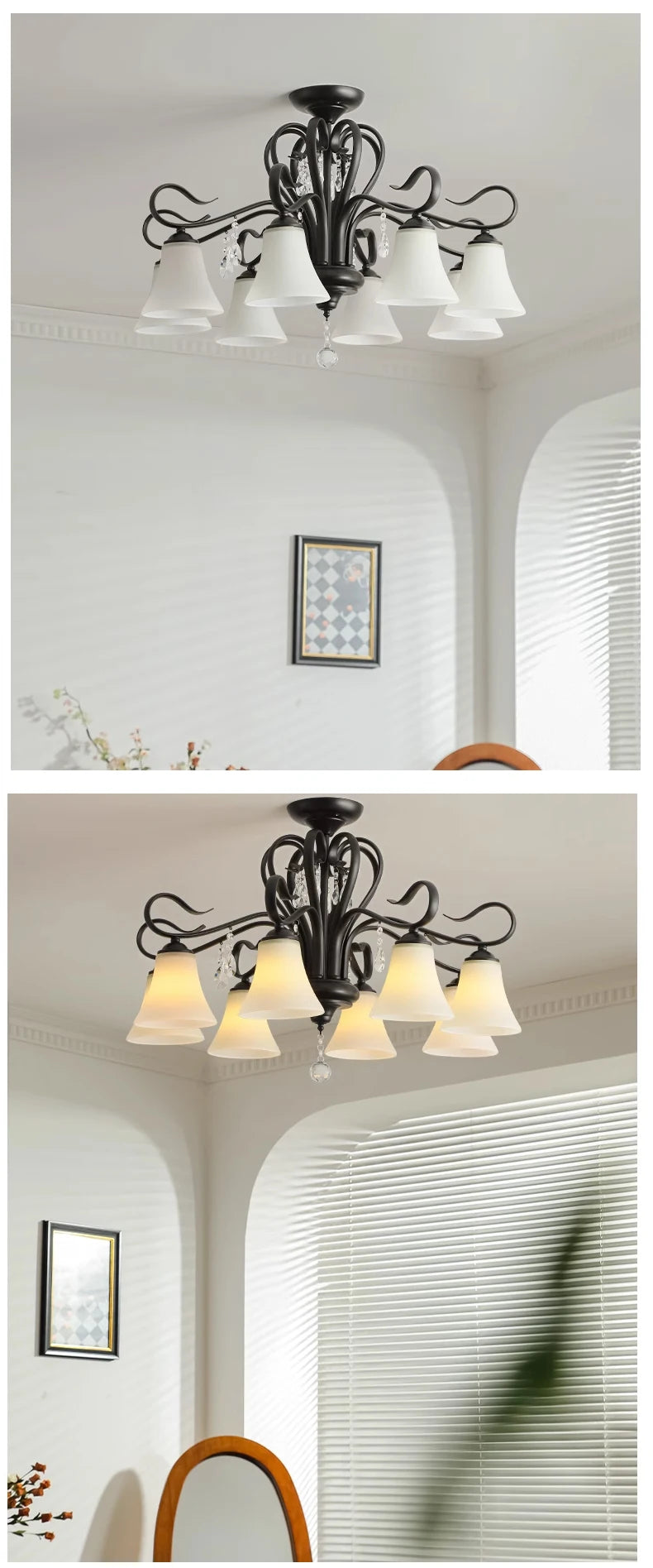 Retro Glass Pendant Chandelier for Living Room