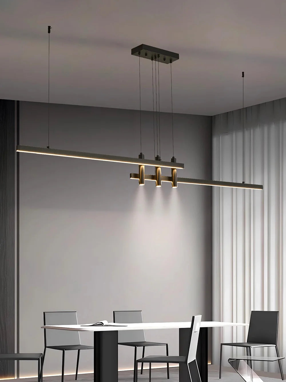 Black LED Linear Chandelier