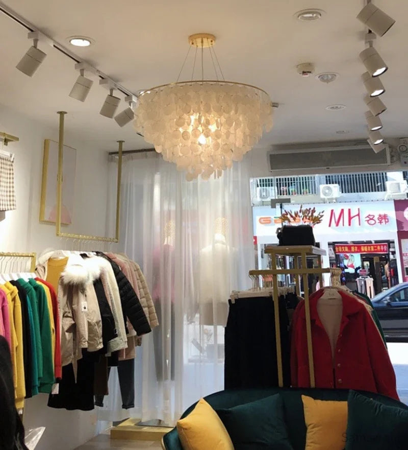 Capiz shell luxury Gold Chandelier