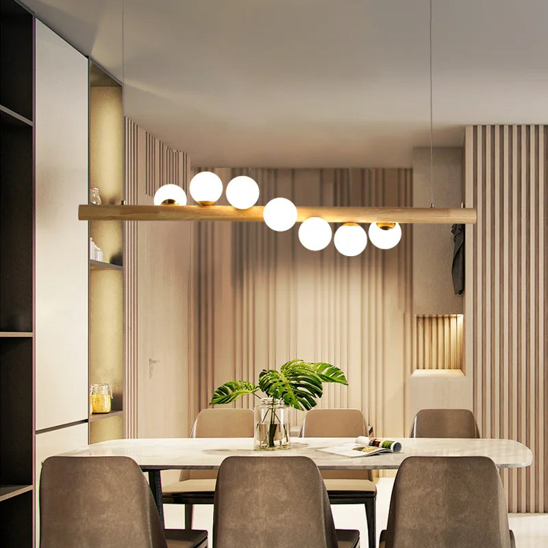 Nordic Glass Wood Chandelier