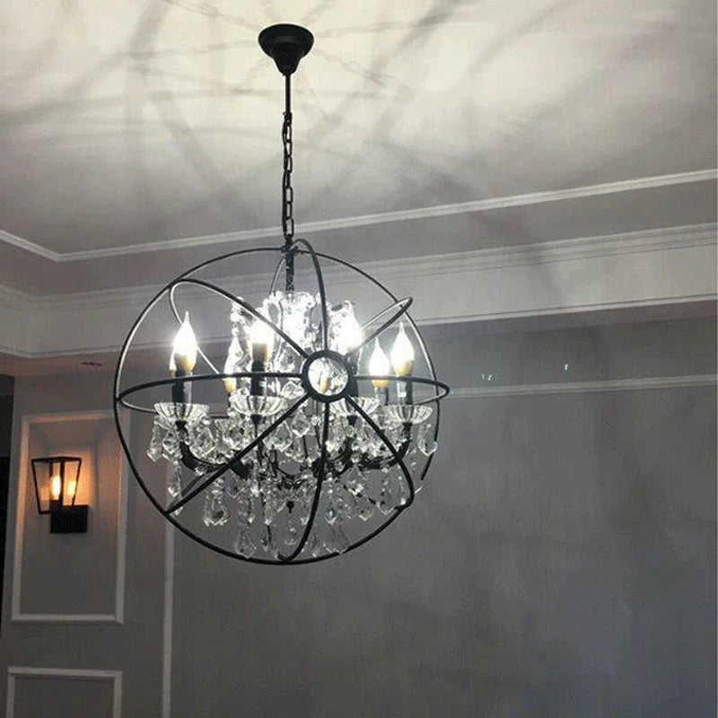 Vintage Retro Black Crystal Chandelier