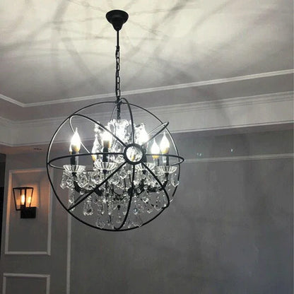 Vintage Retro Black Crystal Chandelier