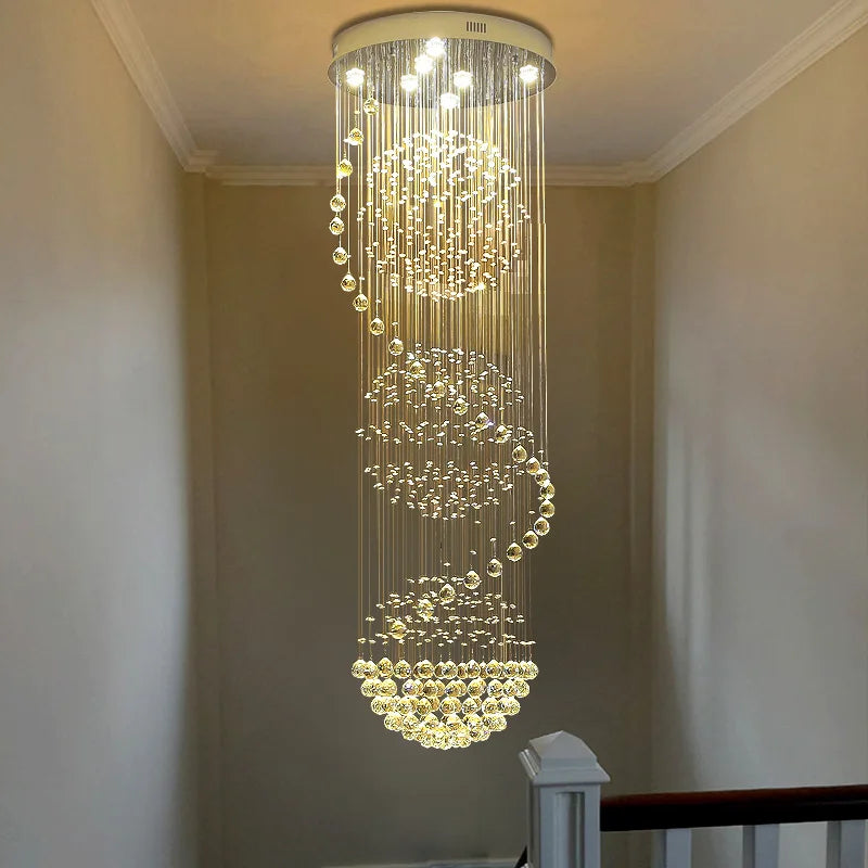 Crystal Chandelier Modern Spectacular LED Spiral Ball