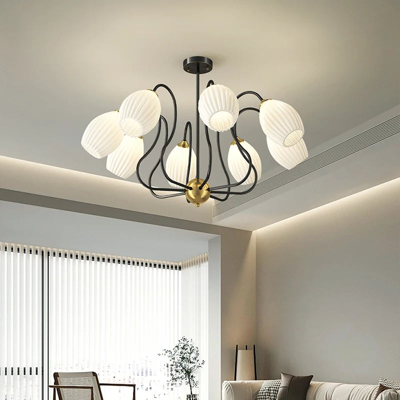 Milky White Glass Chandelier