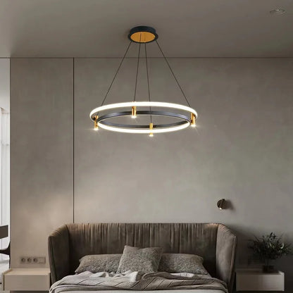 Luxury Black Gold Circular Chandelier