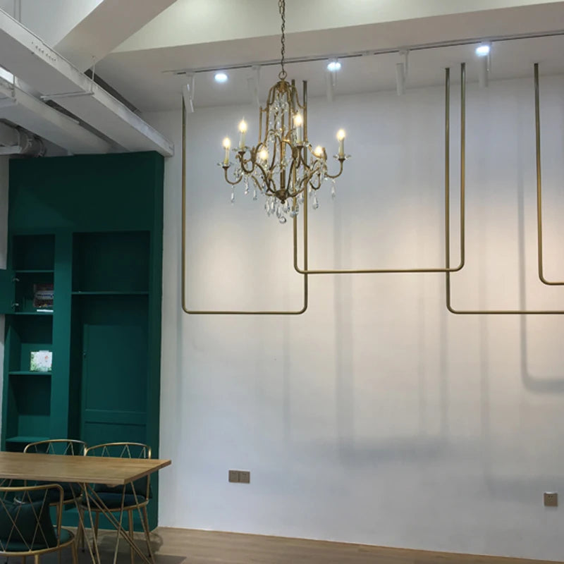 Retro Gold Crystal Chandelier Light