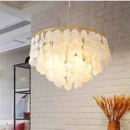 Capiz shell luxury Gold Chandelier