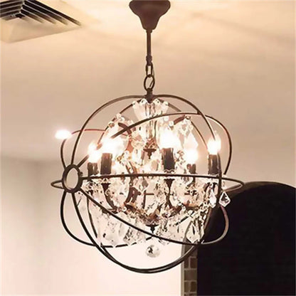 Vintage Retro Black Crystal Chandelier