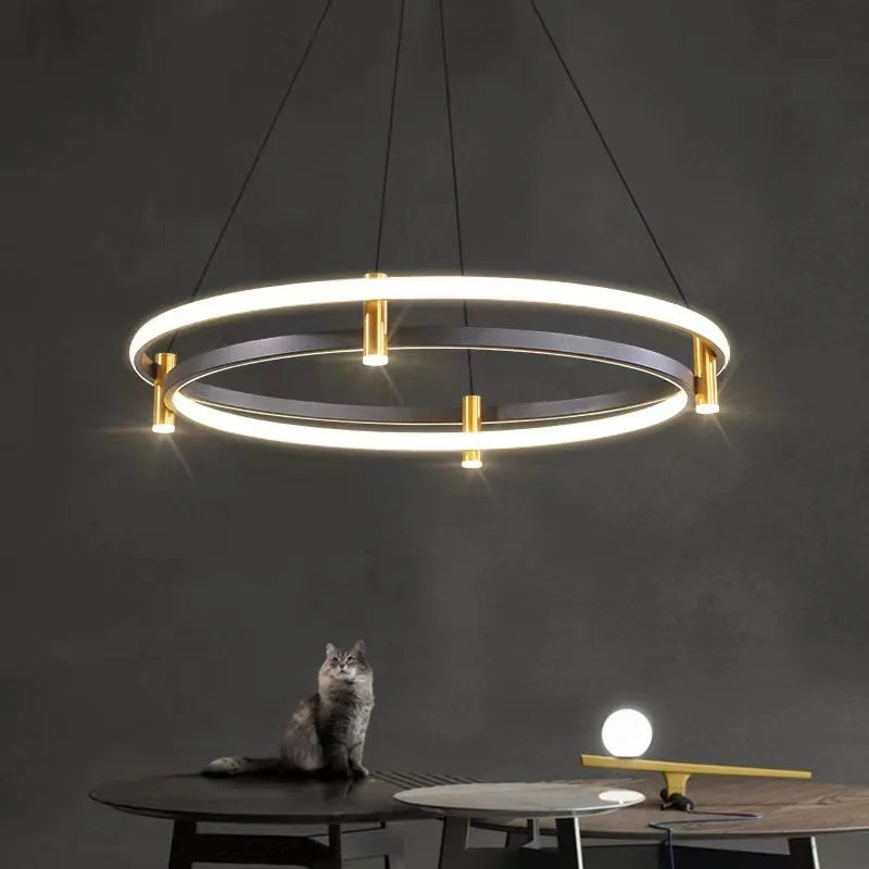 Luxury Black Gold Circular Chandelier
