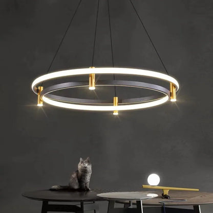 Luxury Black Gold Circular Chandelier