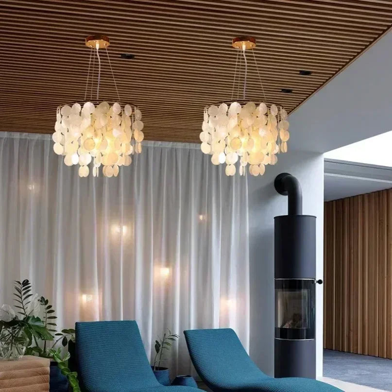 Capiz shell luxury Gold Chandelier