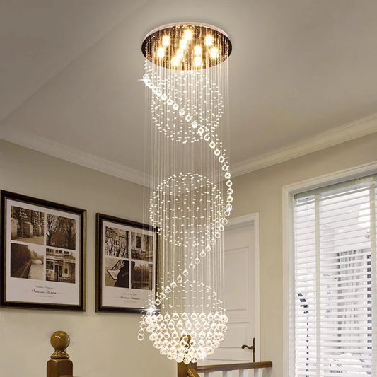 Crystal Chandelier Modern Spectacular LED Spiral Ball
