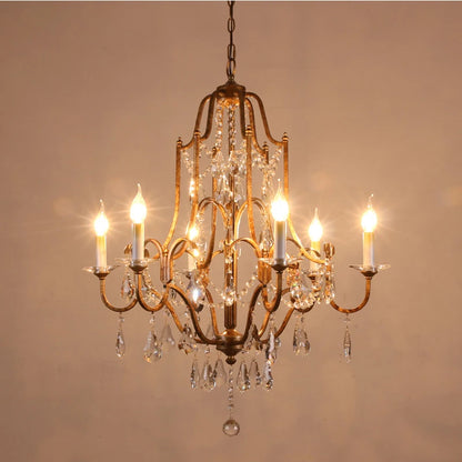 Retro Gold Crystal Chandelier Light