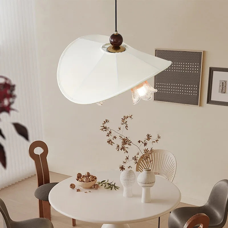 Vintage White Glass Chandelier