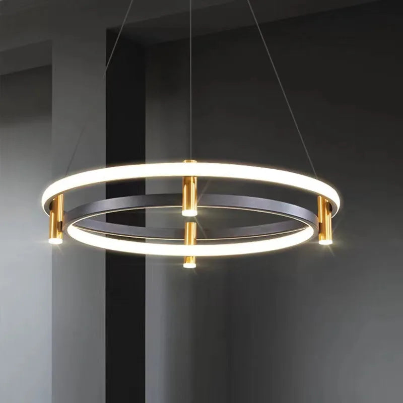 Luxury Black Gold Circular Chandelier
