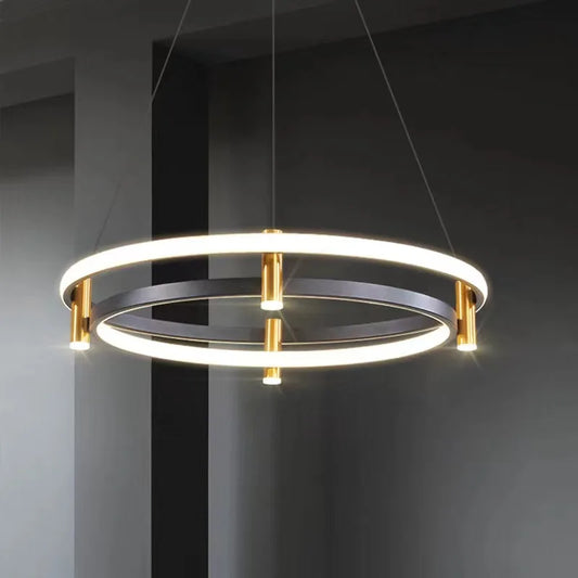 Luxury Black Gold Circular Chandelier