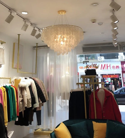 Capiz shell luxury Gold Chandelier