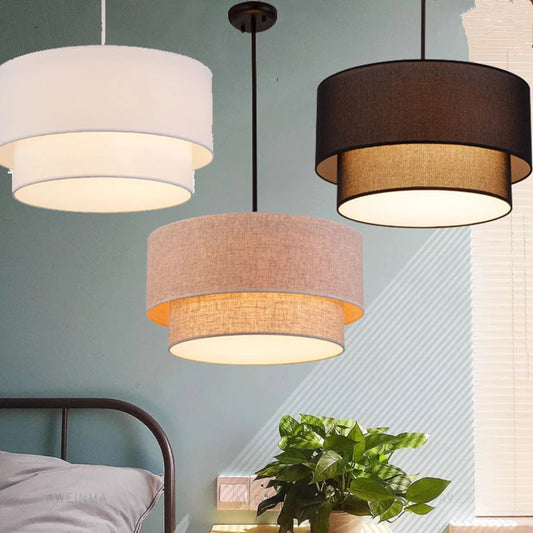Modern Linen Double Pendant Chandelier