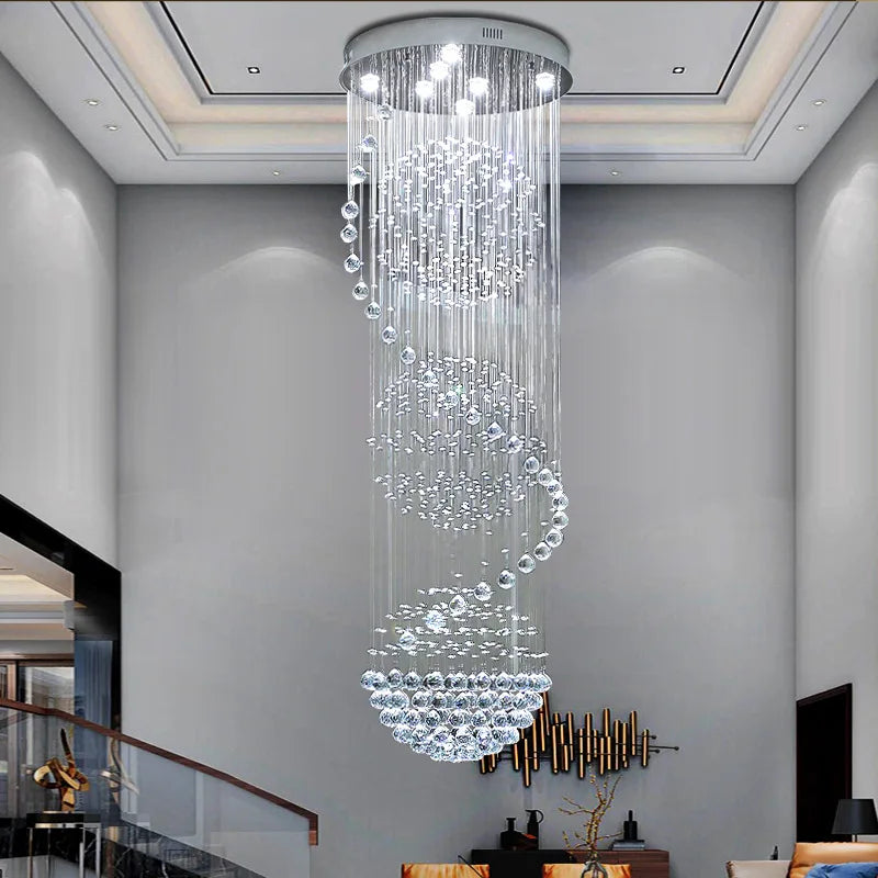Crystal Chandelier Modern Spectacular LED Spiral Ball
