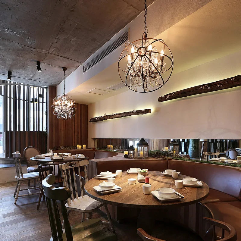 Vintage Retro Black Crystal Chandelier