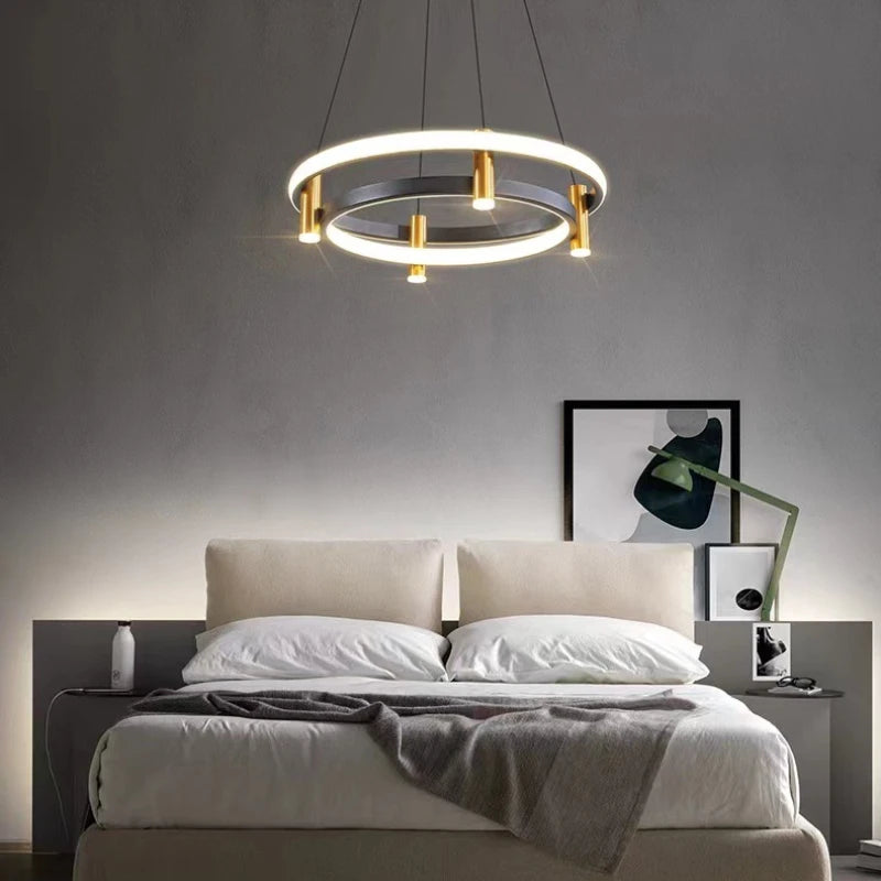 Luxury Black Gold Circular Chandelier